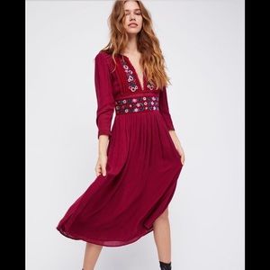 Free people flora midi dress in Wine Red